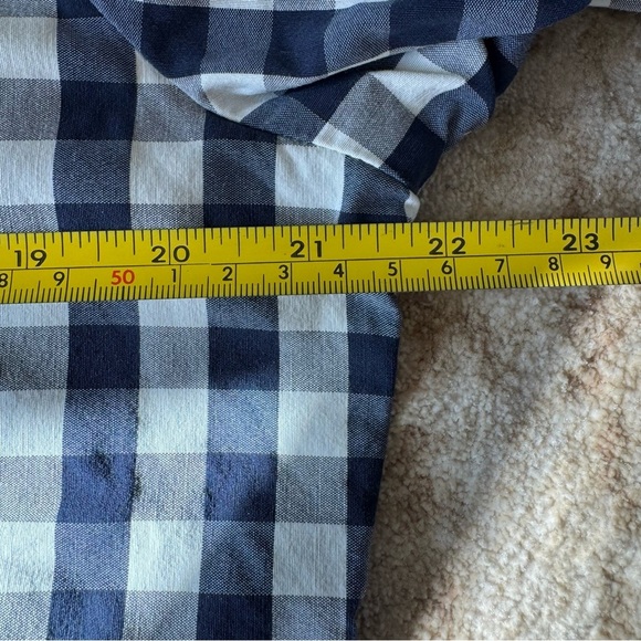 Gingham MERONA BomberJacket Navy & White Zip up Long Sleeve preppy checked Large - Picture 6 of 8